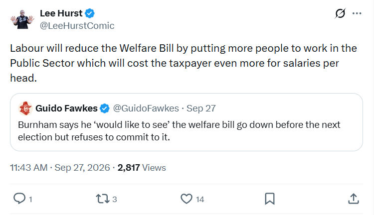 Lee Hurst: Labour will reduce the Welfare Bill...