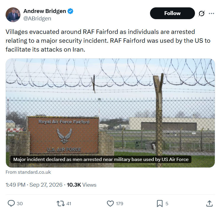 Andrew Bridgen: Villages evacuated around RAF...