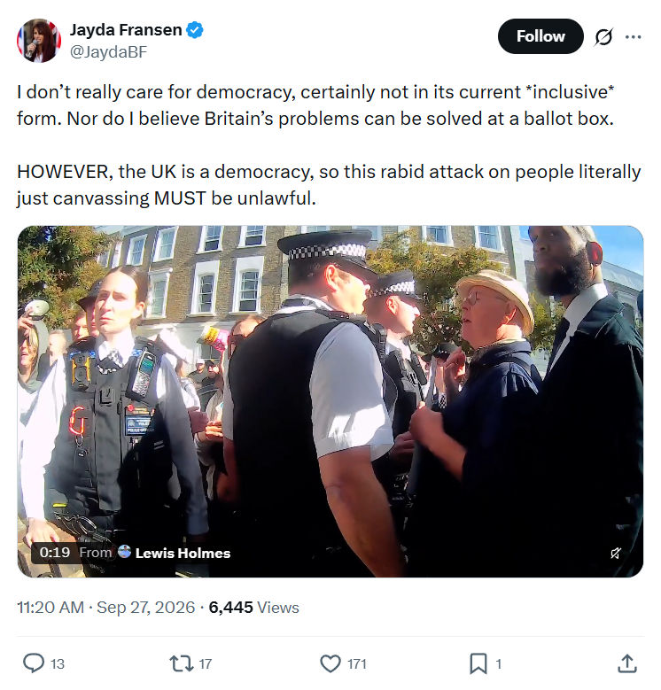 Jayda Fransen: I don’t really care for democracy...