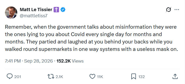 Matt Le Tissier: Remember, when the government...