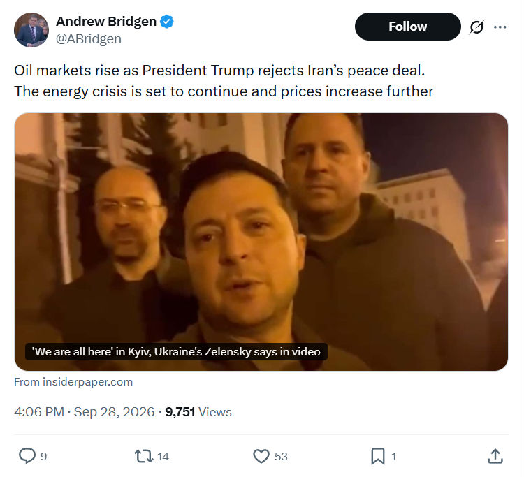 Andrew Bridgen: Oil markets rise as President Trump...