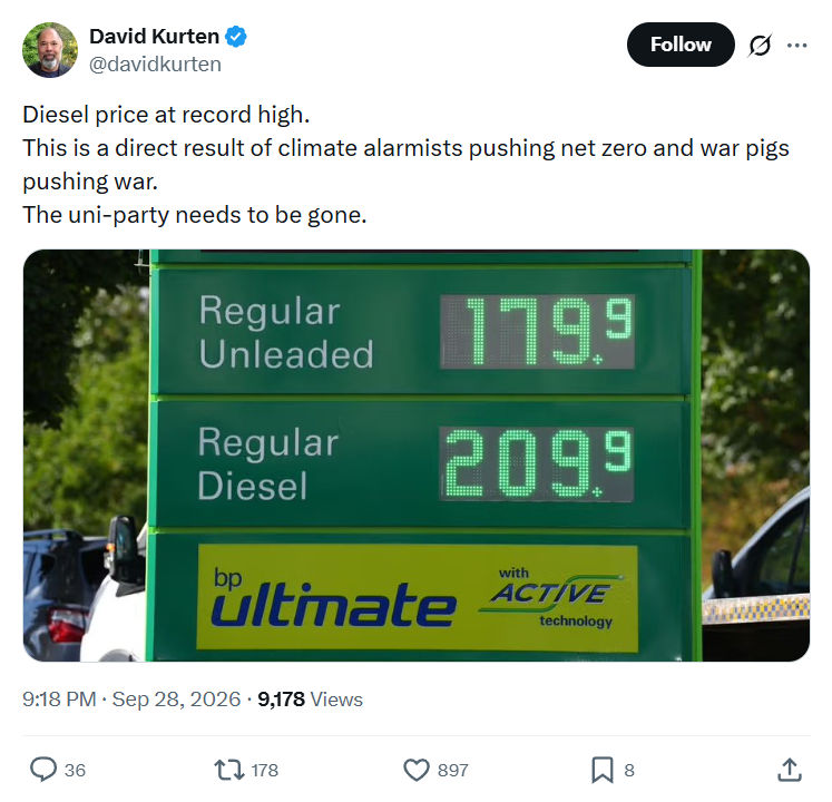 David Kurten: Diesel price at record high...
