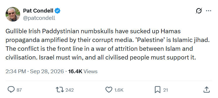 Pat Condell: Gullible Irish Paddystinian numbskulls...