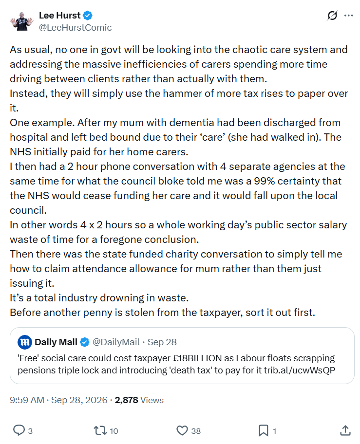 Lee Hurst: As usual, no one in govt...