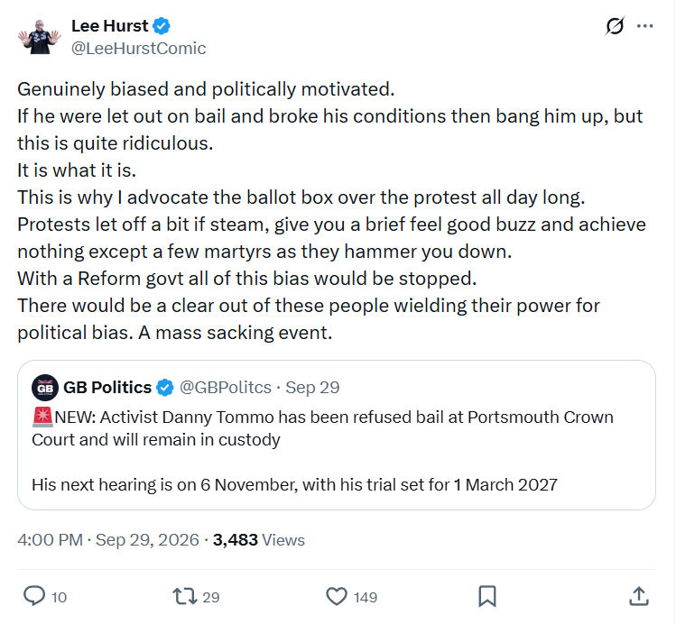 Lee Hurst: Genuinely biased and politically motivated...