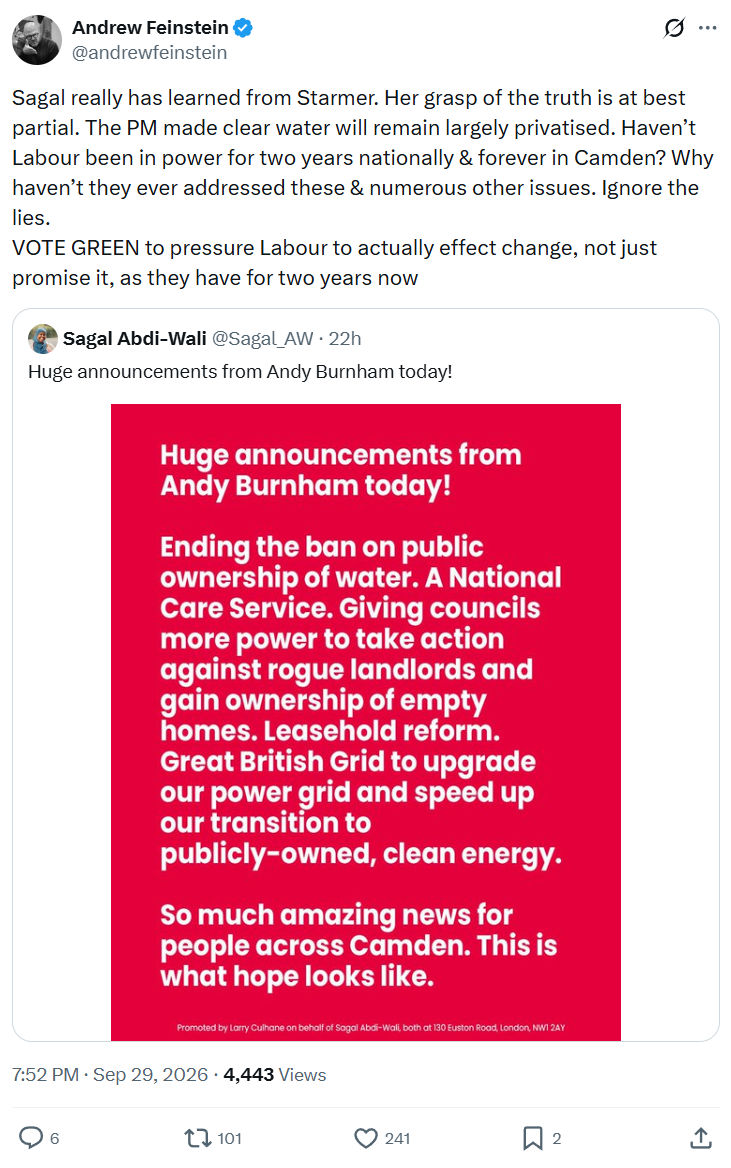 Andrew Feinstein: Sagal really has learned from Starmer...