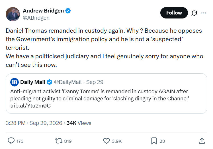 Andrew Bridgen: Daniel Thomas remanded...