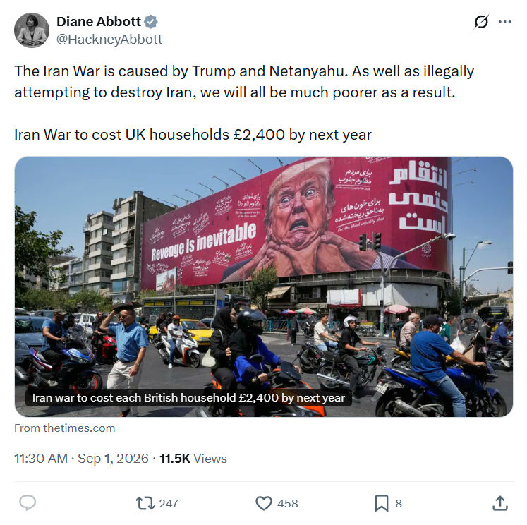 Diane Abbott: The Iran War is caused by Trump and Netanyahu...