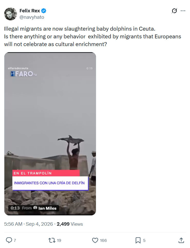 Felix Rex: Illegal migrants are now slaughtering...