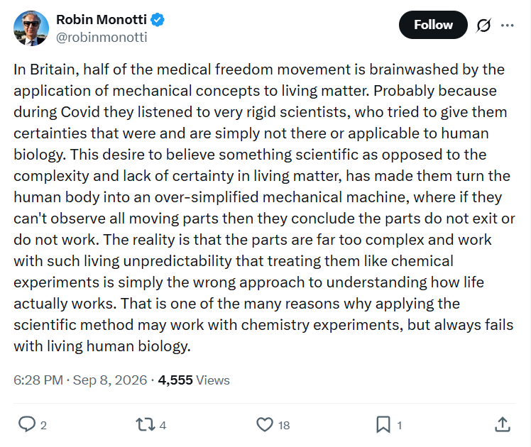 Robin Monotti: In Britain, half of the medical freedom movement...