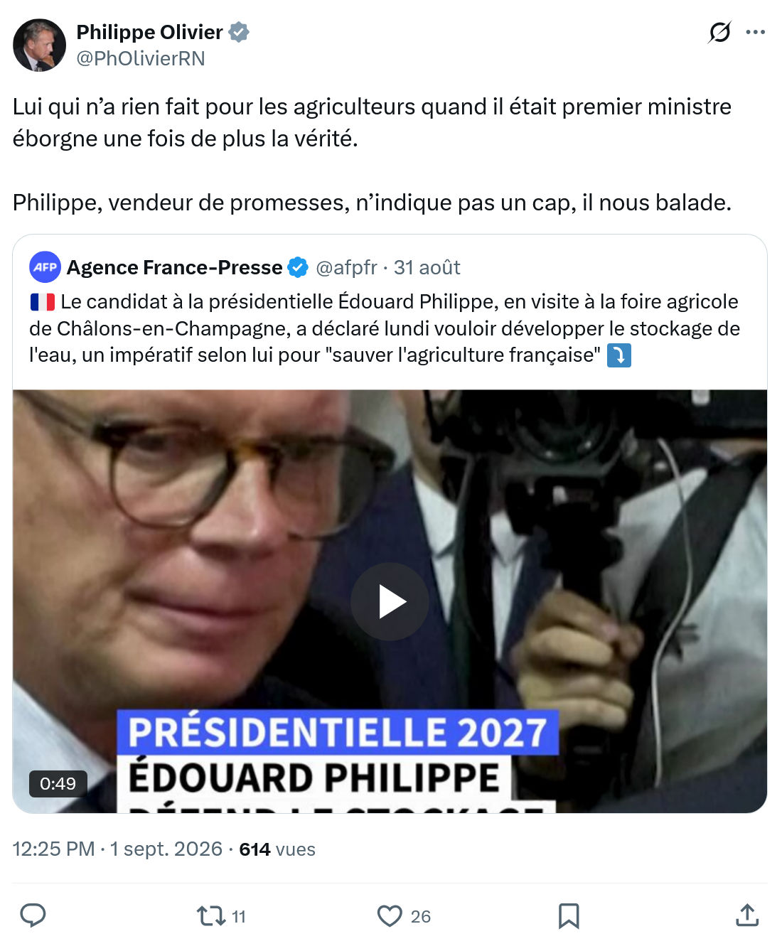 Philippe Olivier: Lui qui n’a rien fait pour les agriculteurs...