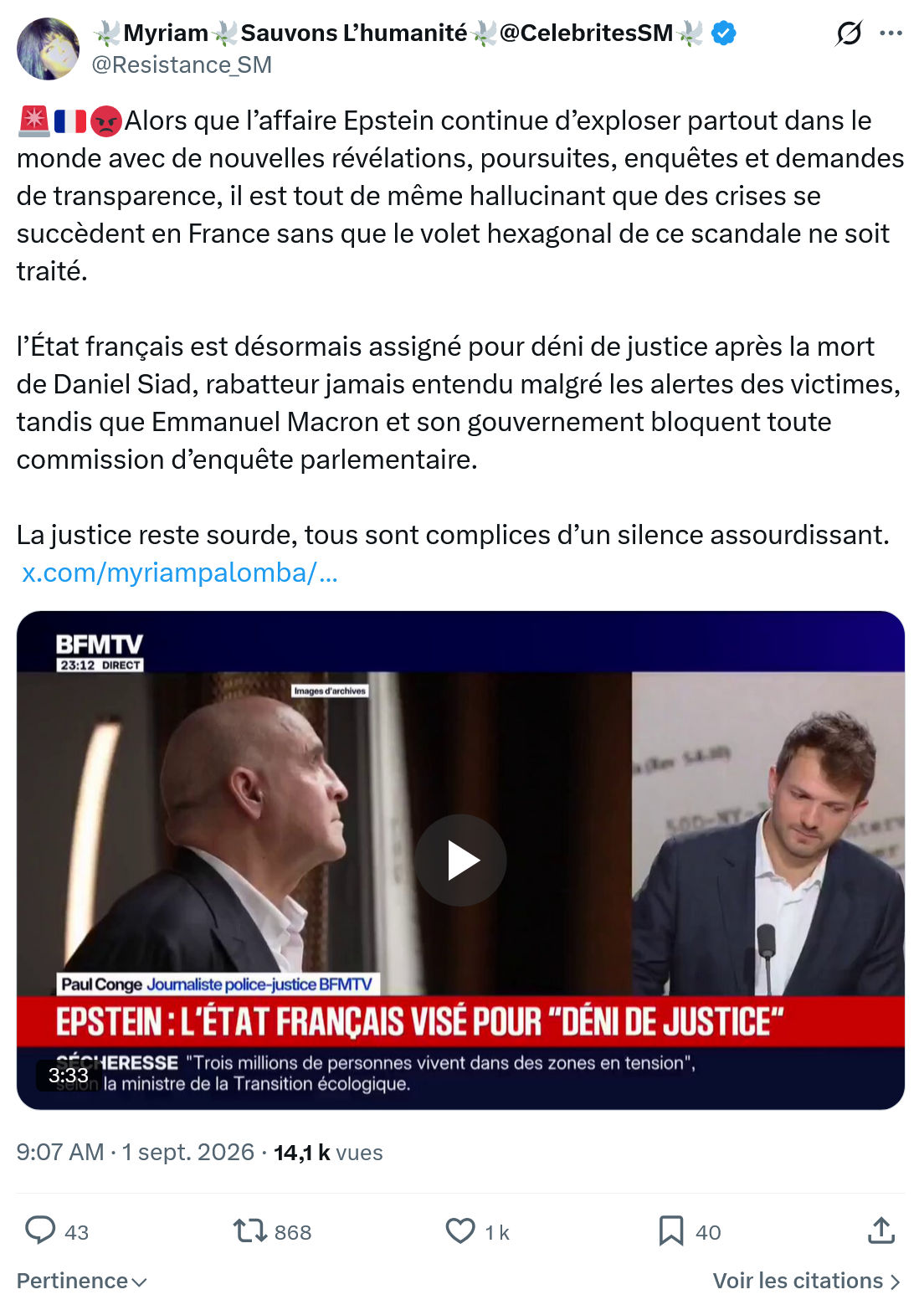 Myriam: Alors que l’affaire Epstein...