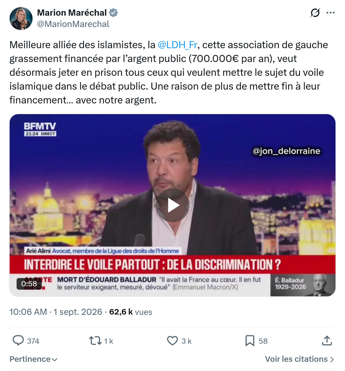Marion Maréchal- Le Pen: Meilleure alliée des islamistes...