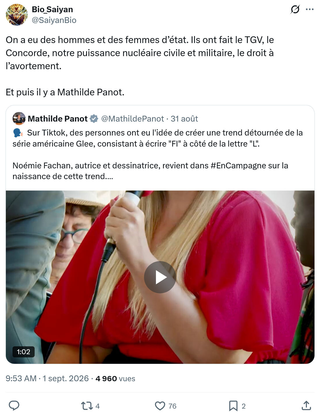 Bio Saiyan: On a eu des hommes et des femmes...