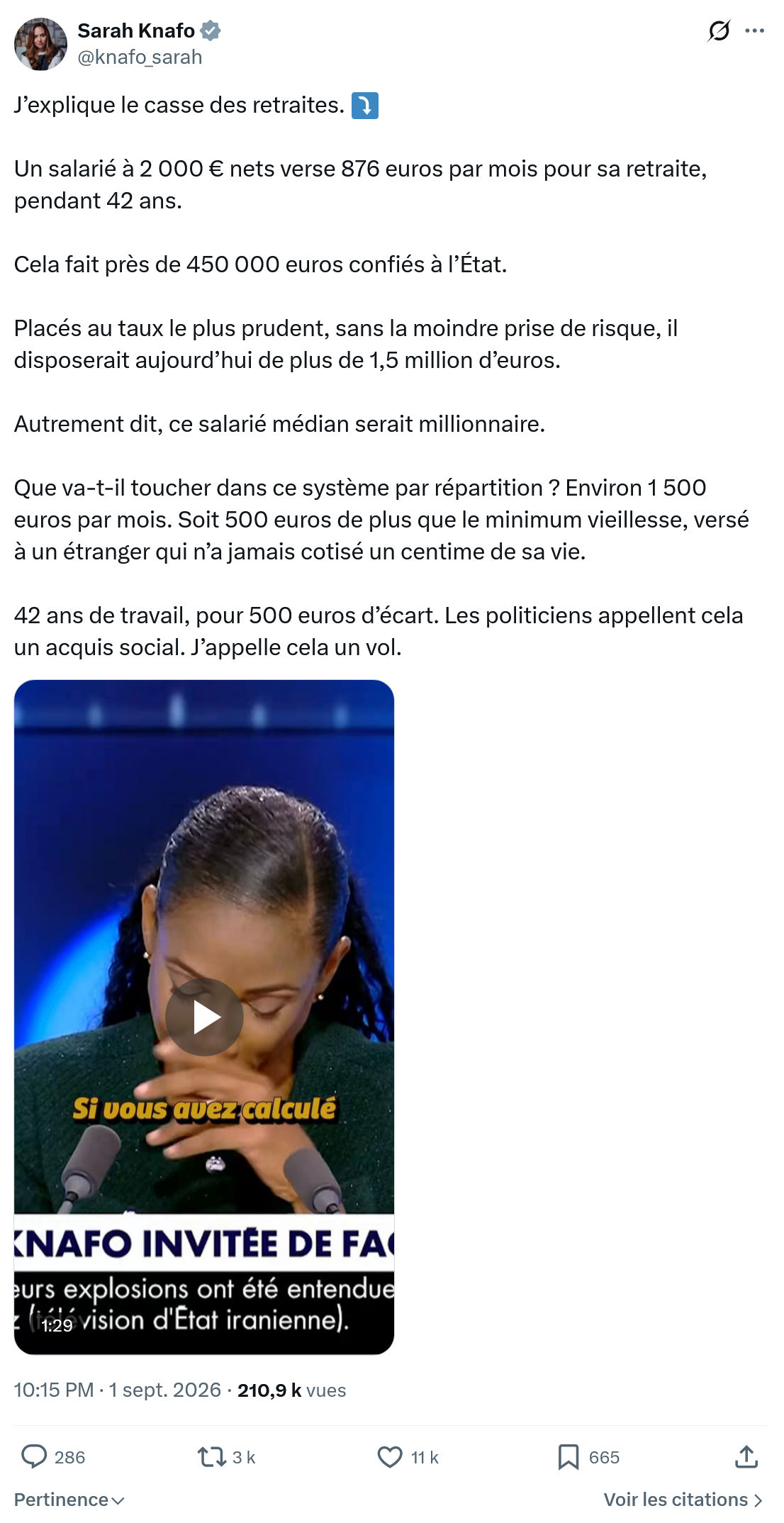 Sarah Knafo: J’explique le casse des retraites...