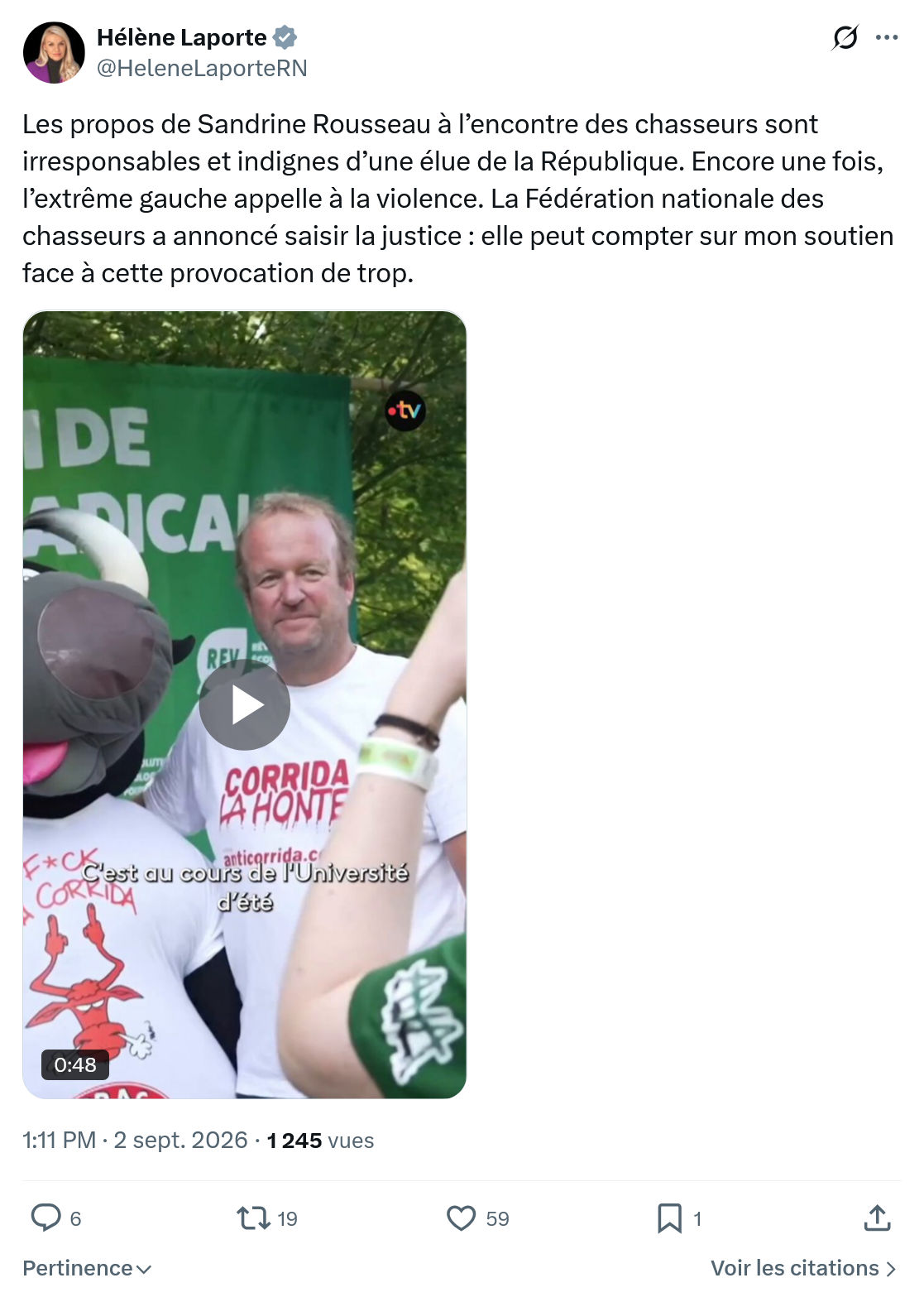 Hélène Laporte: Les propos de Sandrine Rousseau...