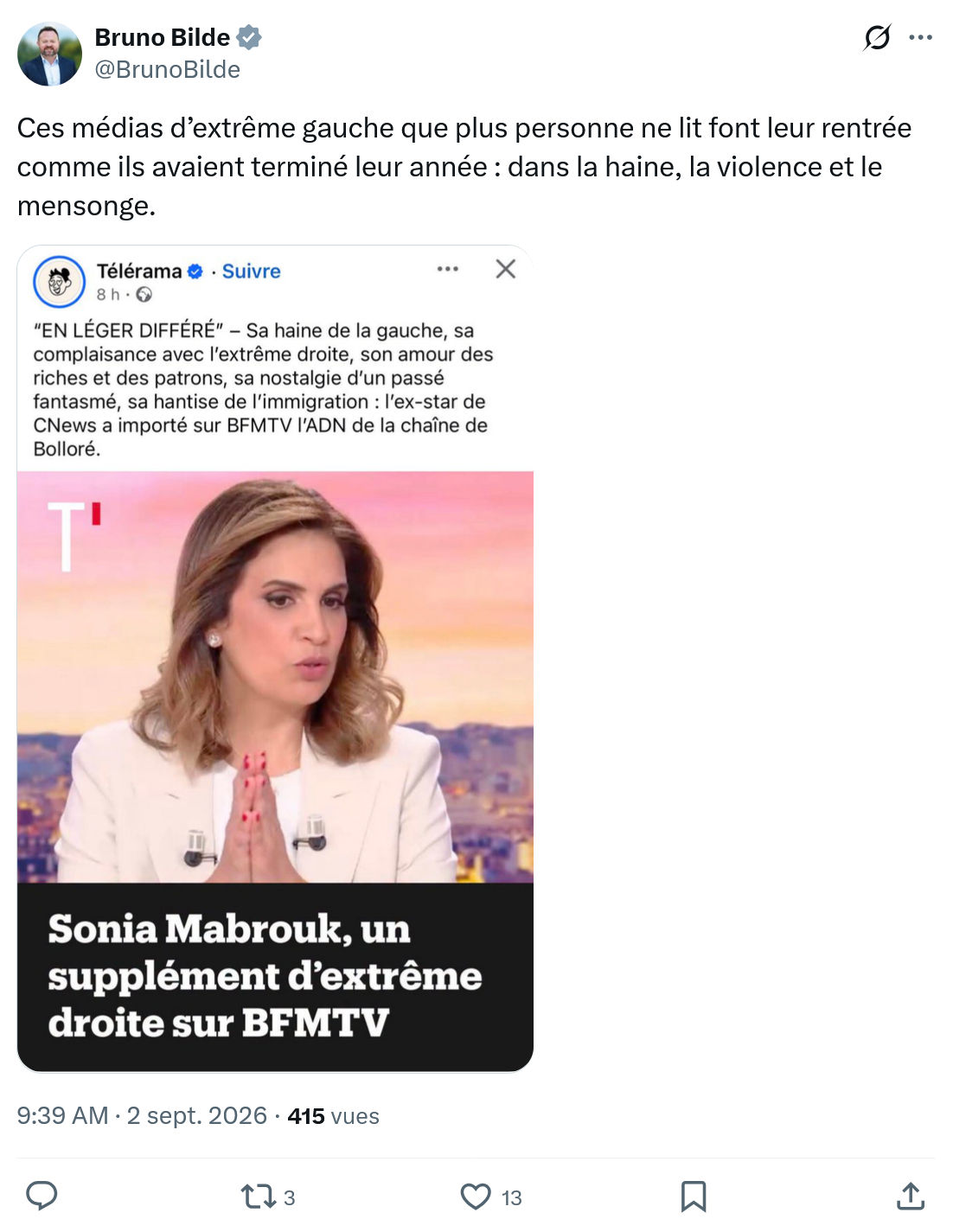 Bruno Bilde: Ces médias d’extrême gauche...