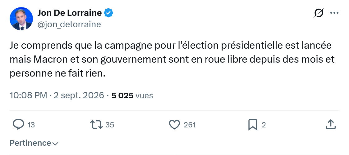 Jon De Lorraine: Je comprends que la campagne...