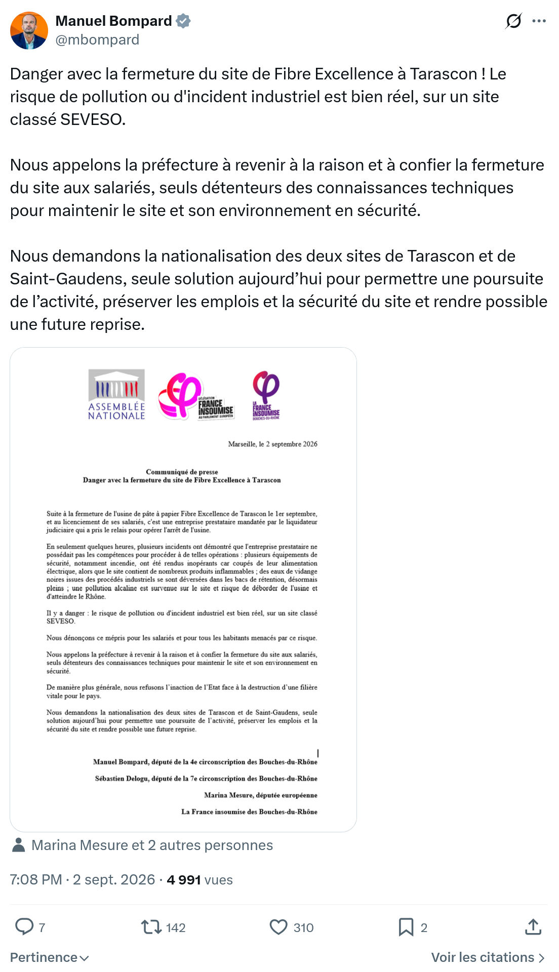 Manuel Bompard: Danger avec la fermeture...