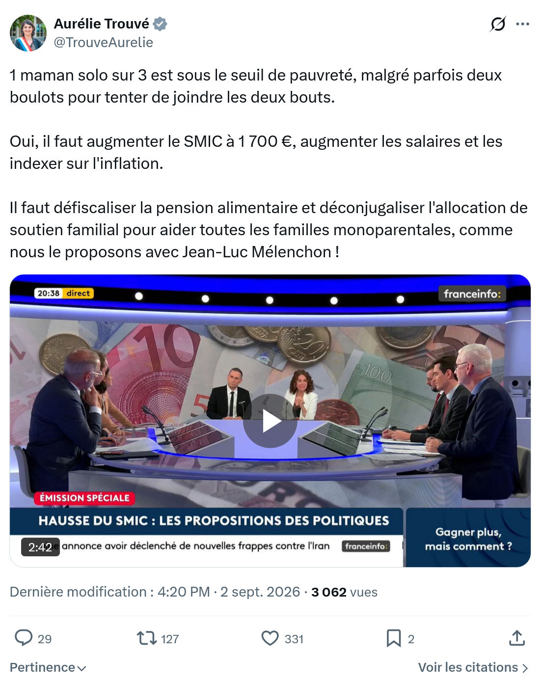 Aurélie Trouvé: 1 maman solo sur 3 est sous le seuil...