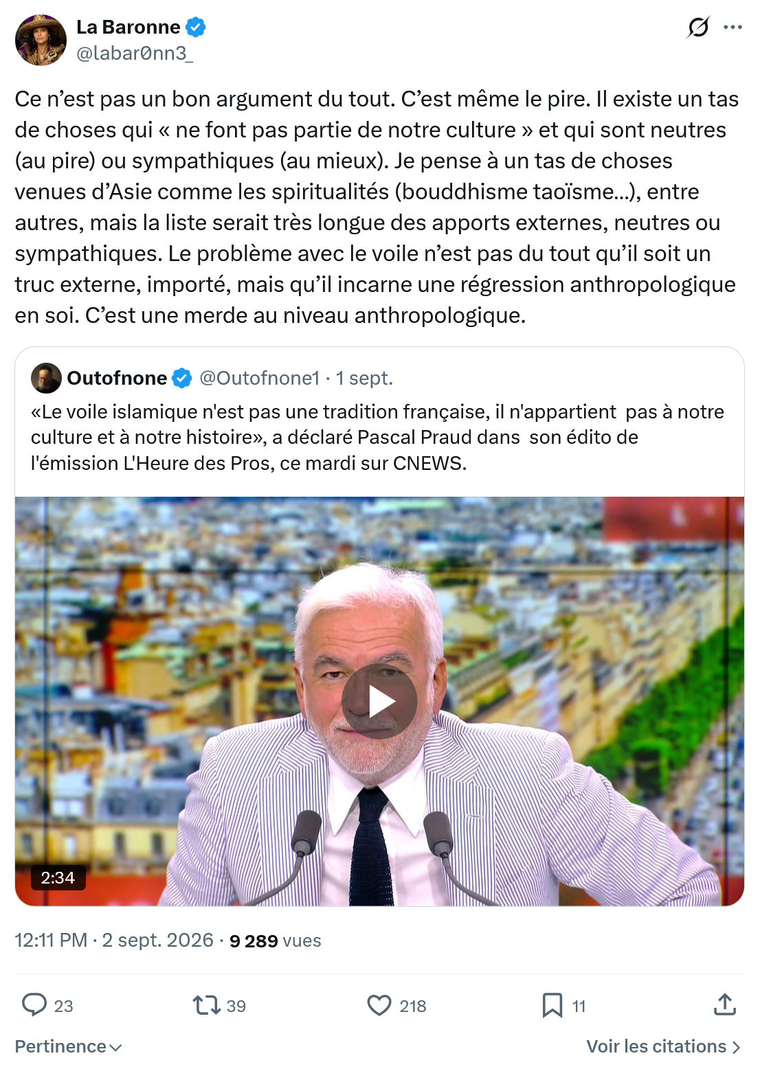 La Baronne: Ce n’est pas un bon argument du tout...