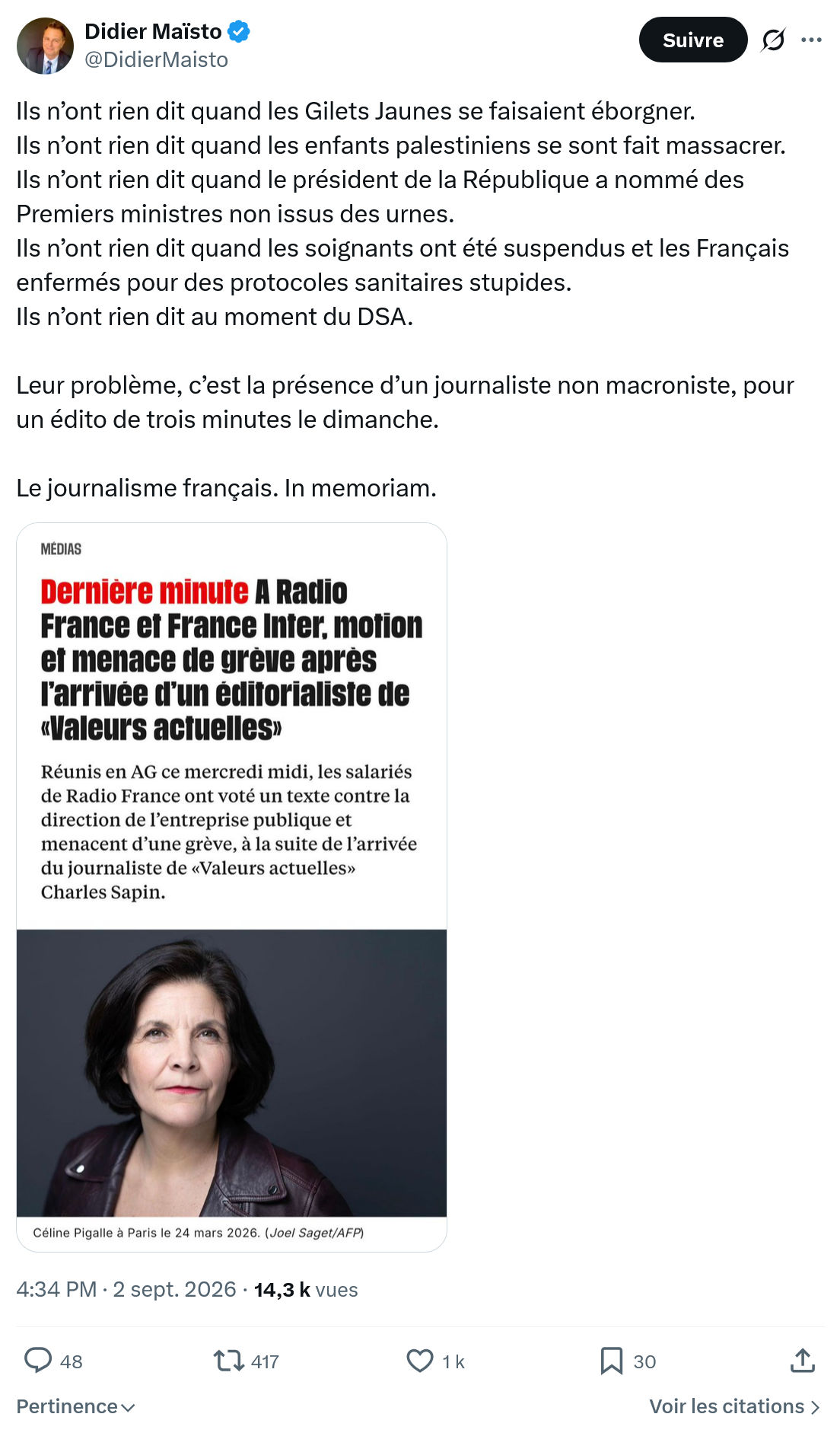 Didier Maïsto: Ils n’ont rien dit quand les Gilets Jaunes...