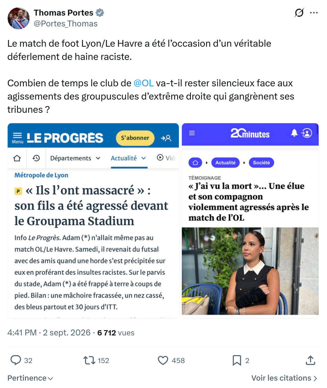 Thomas Portes: Le match de foot Lyon/Le Havre...
