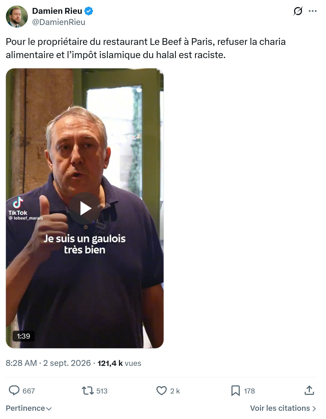 Damien Rieu: Pour le propriétaire du restaurant...
