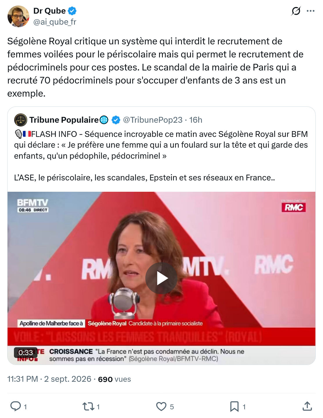 Dr Qube: Ségolène Royal critique un système...