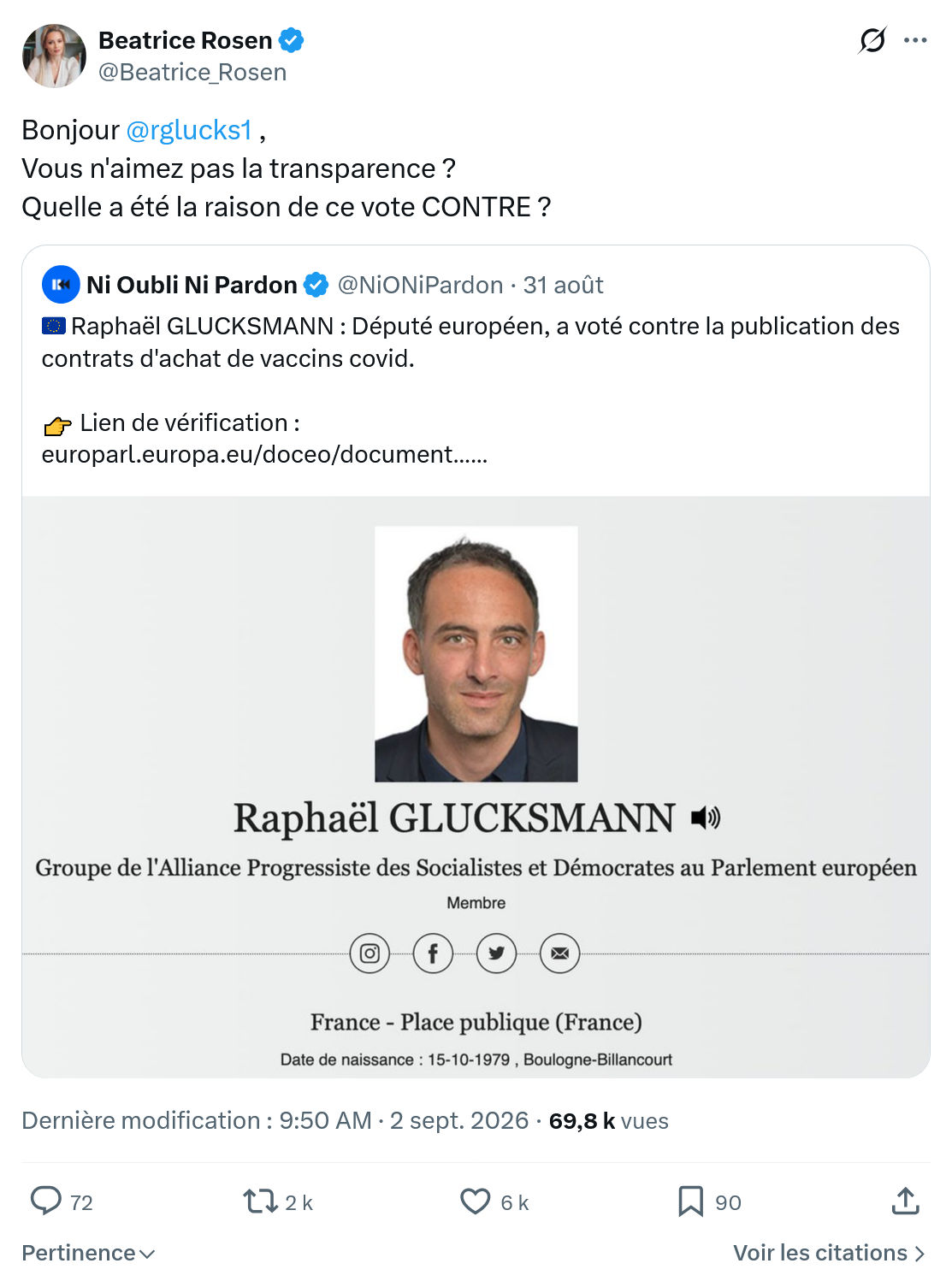Béatrice Rosen: Bonjour @rglucks1...