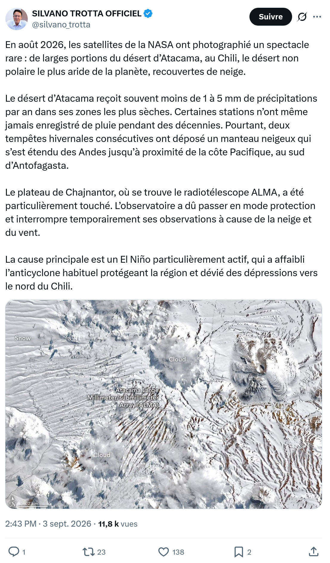 Silvano Trotta: En août 2026, les satellites...