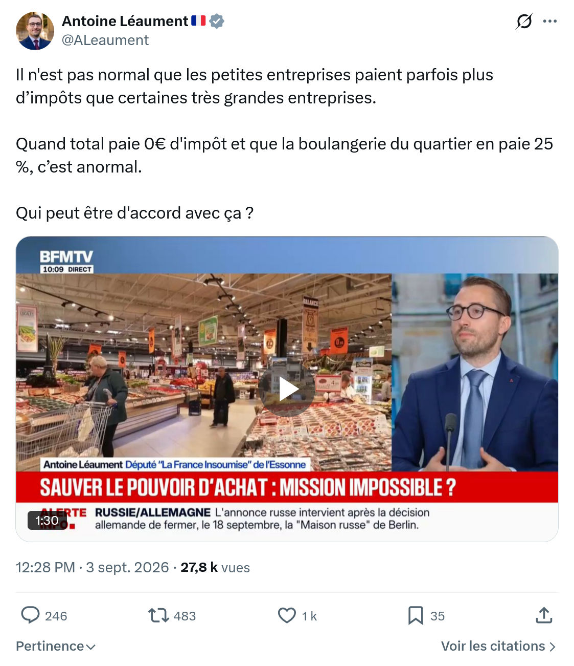 Antoine Léaument: Il n'est pas normal que les petites...