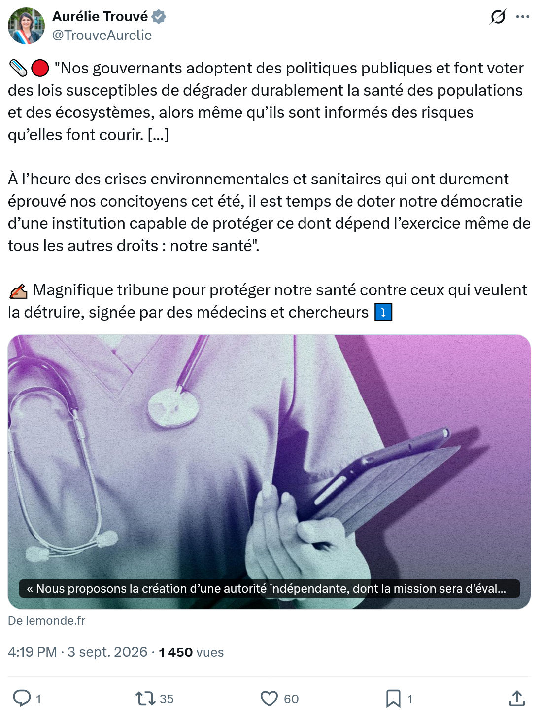 Aurélie Trouvé: "Nos gouvernants adoptent...