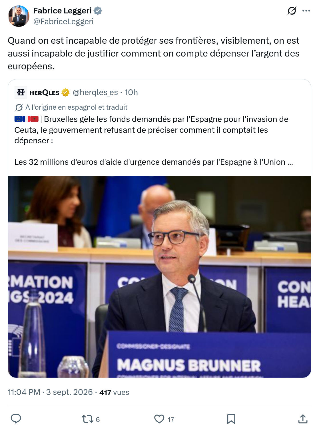 Fabrice Leggeri: Quand on est incapable de protéger...