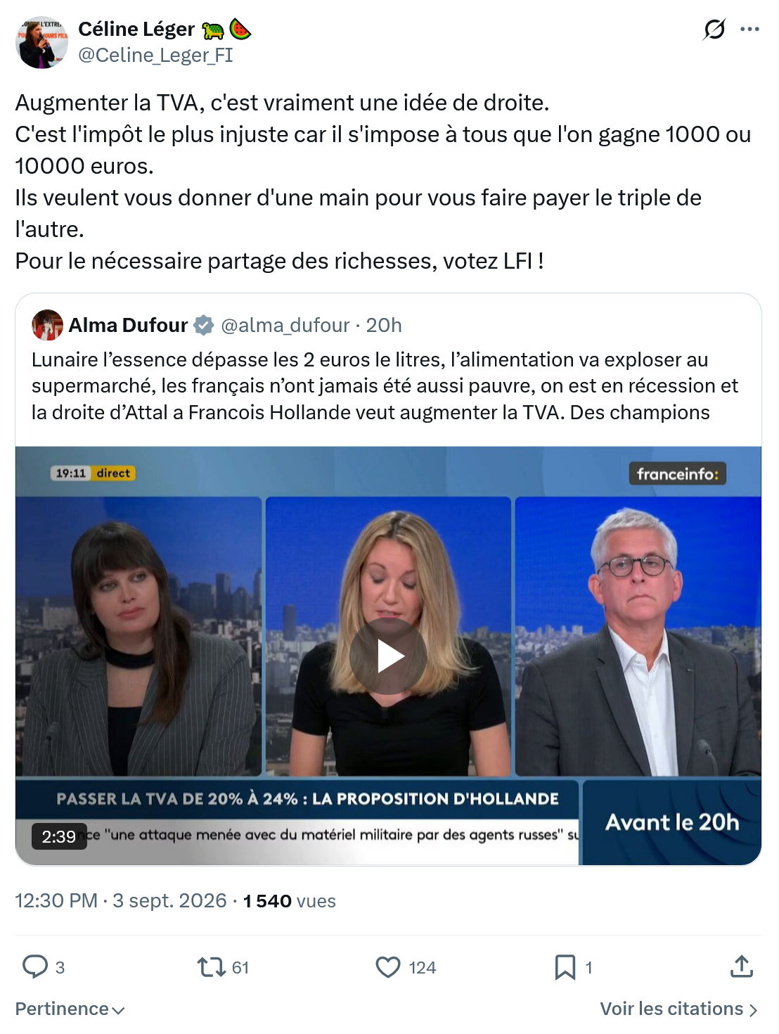 Céline Léger: Augmenter la TVA...