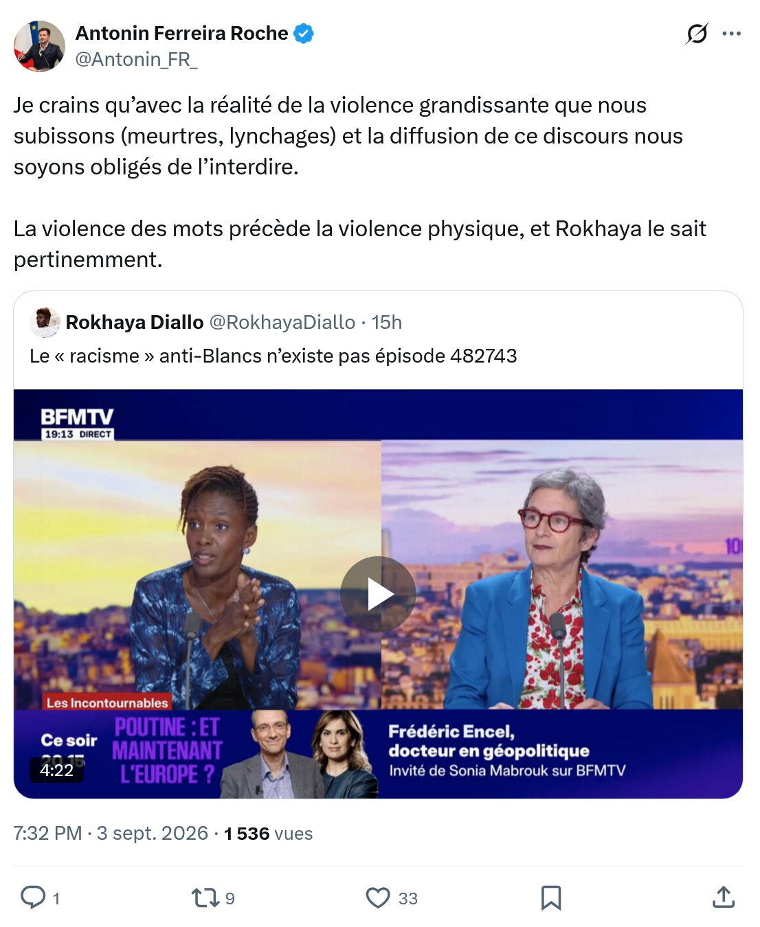 Antonin Ferreira Roche: Je crains qu’avec la réalité...