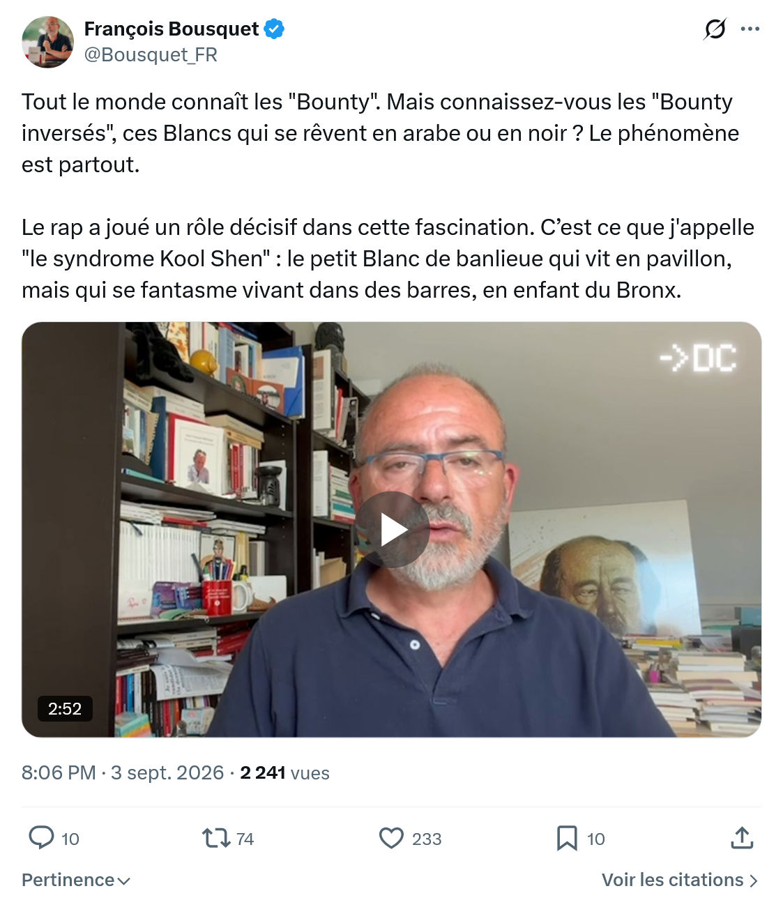 François Bousquet: Tout le monde connaît les "Bounty"...