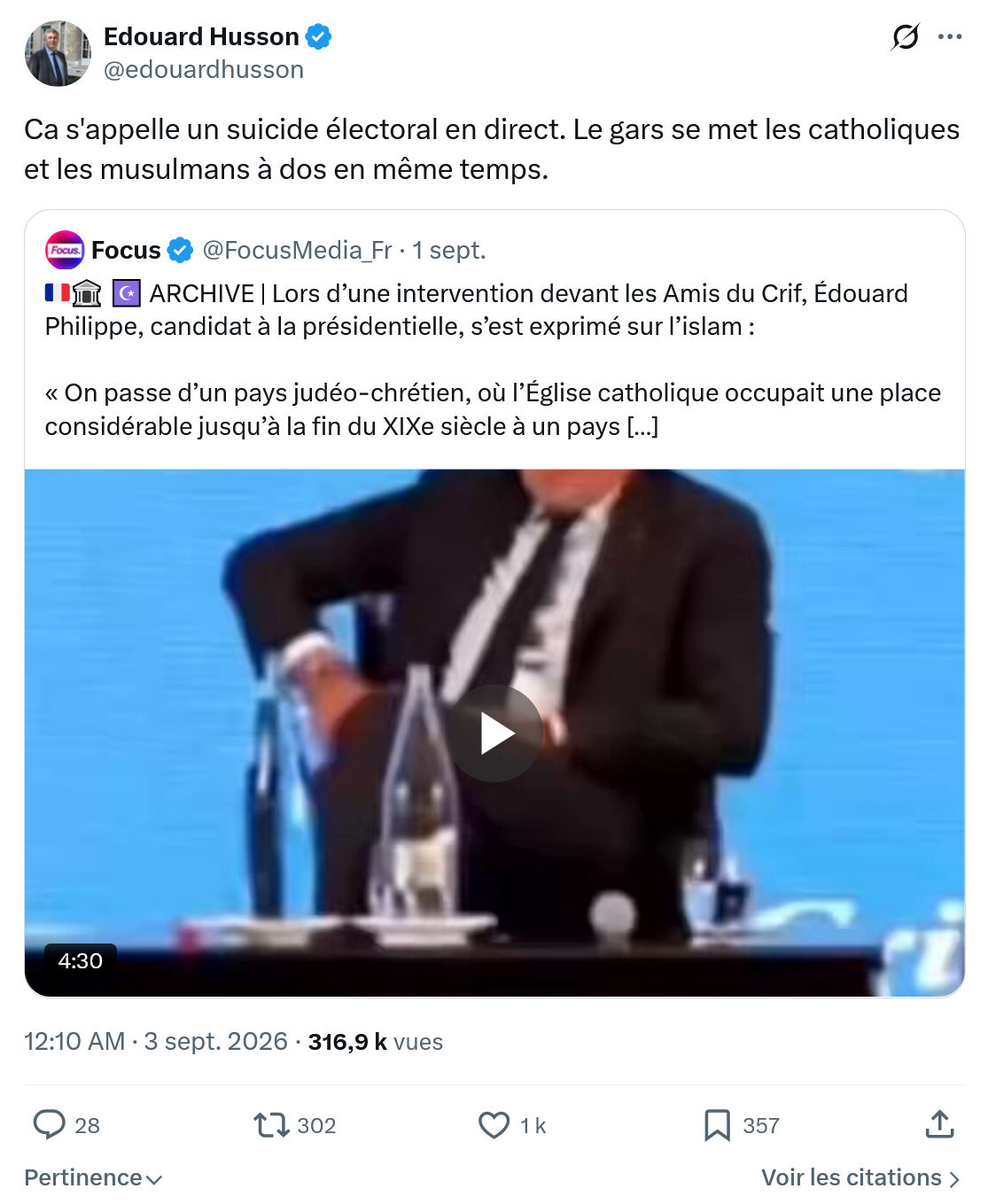 Édouard Husson: Ca s'appelle un suicide électoral...