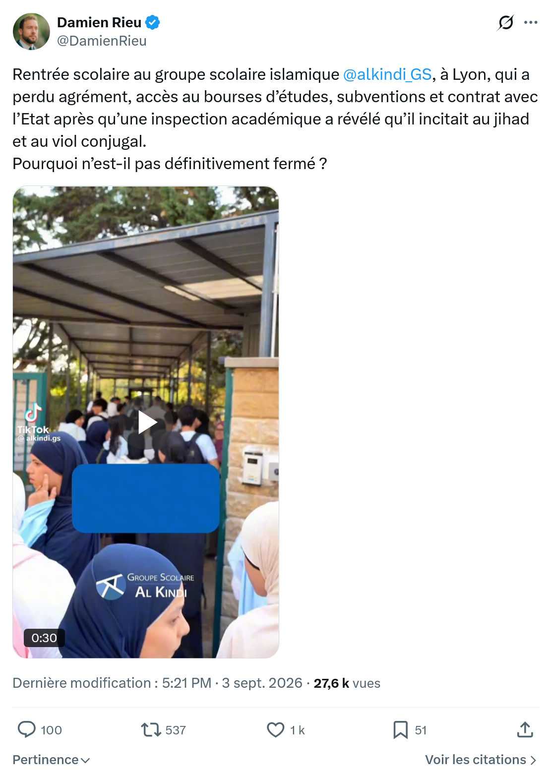 Damien Rieu: Rentrée scolaire au groupe...