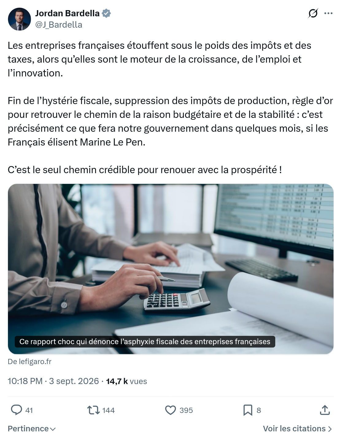 Jordan Bardella: Les entreprises françaises étouffent...