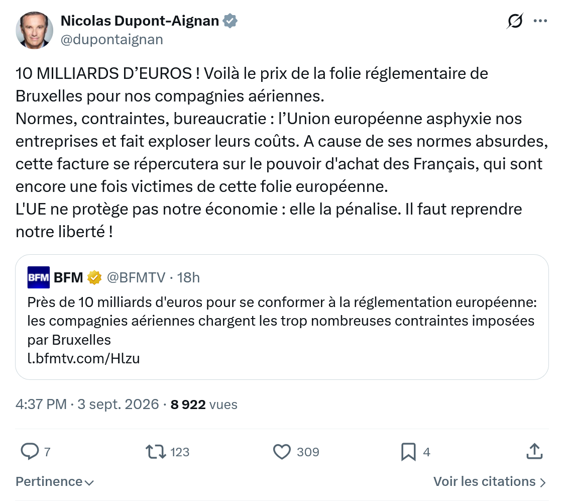 Nicolas Dupont-Aignan: 10 MILLIARDS D’EUROS...