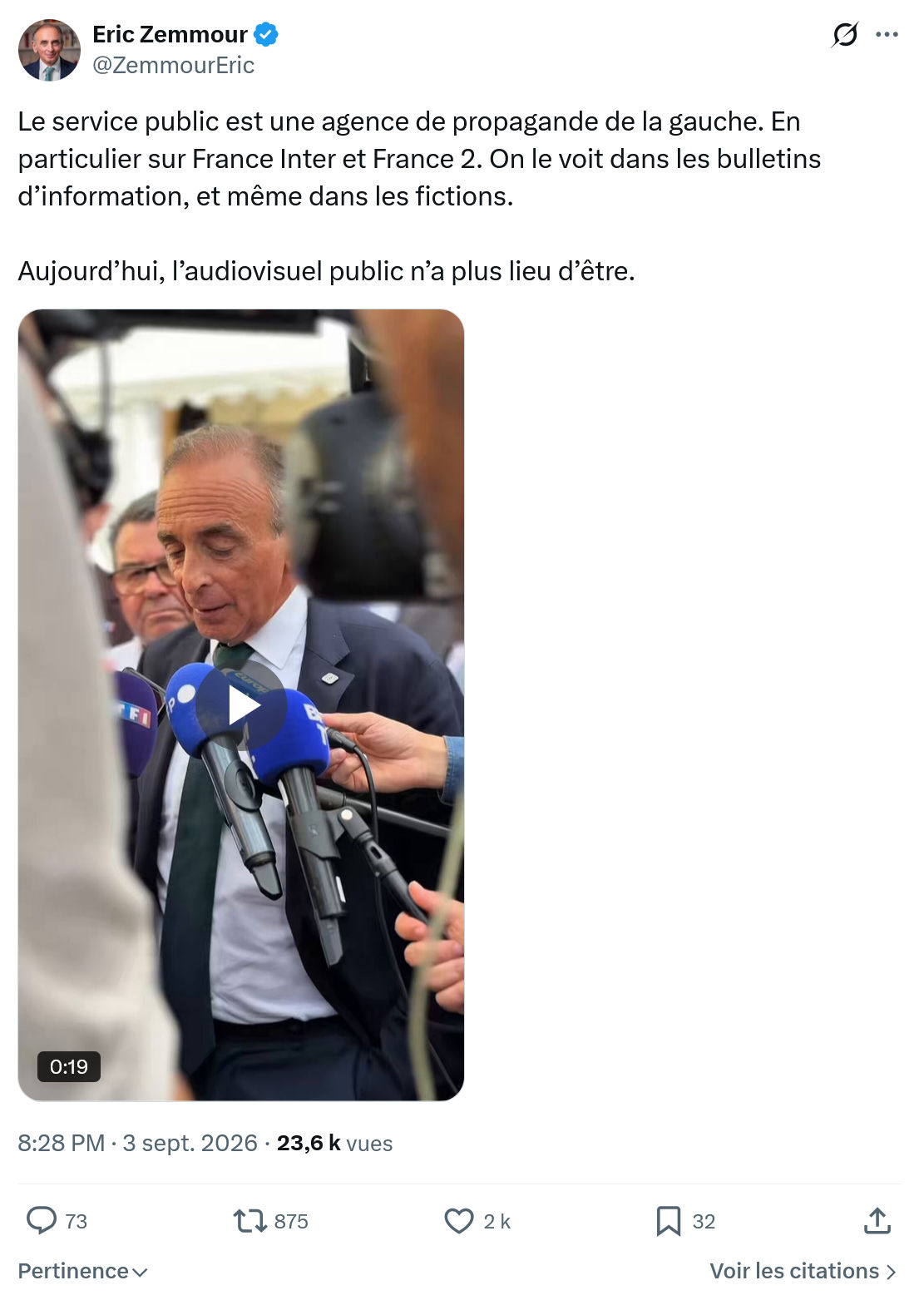 Eric Zemmour: Le service public est une agence...
