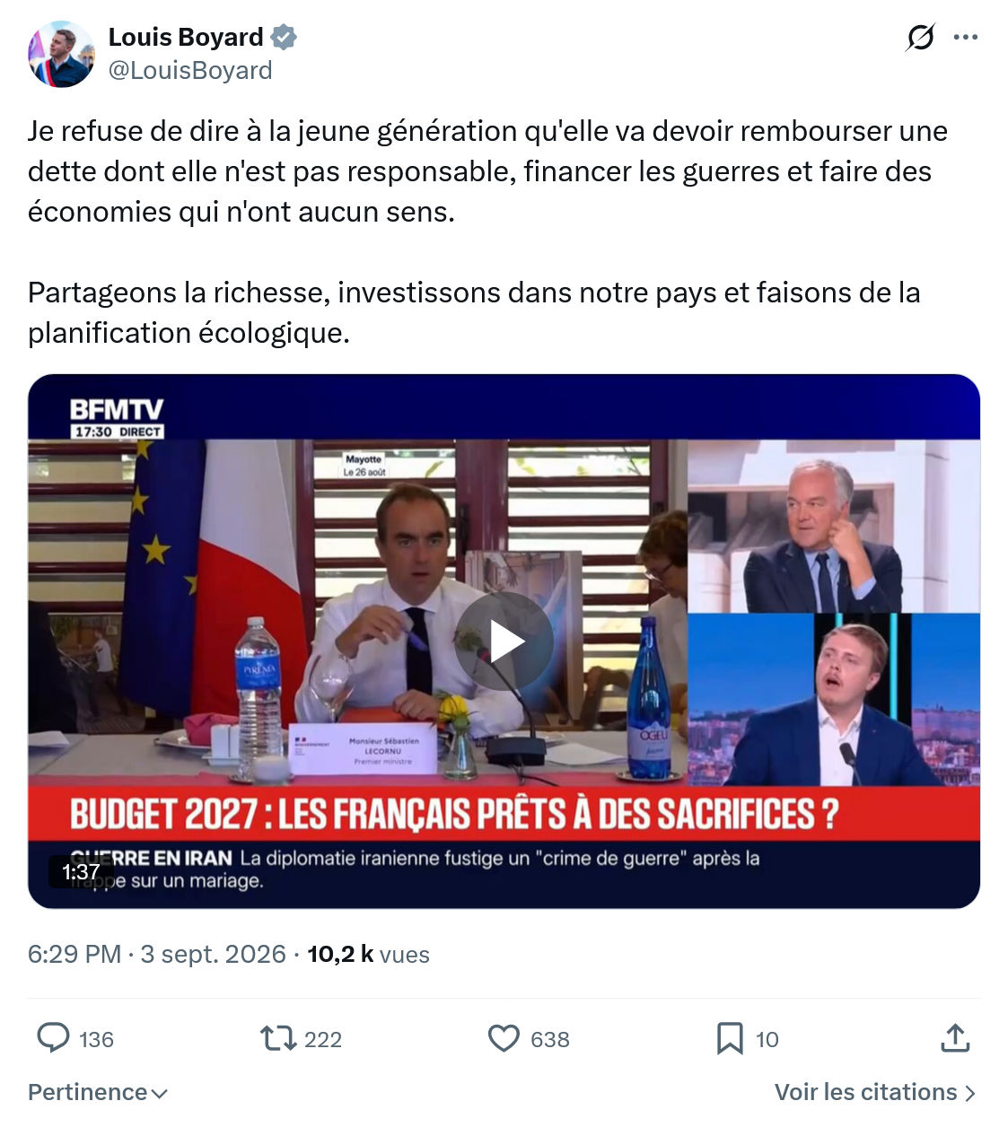 Louis Boyard: Je refuse de dire à la jeune...
