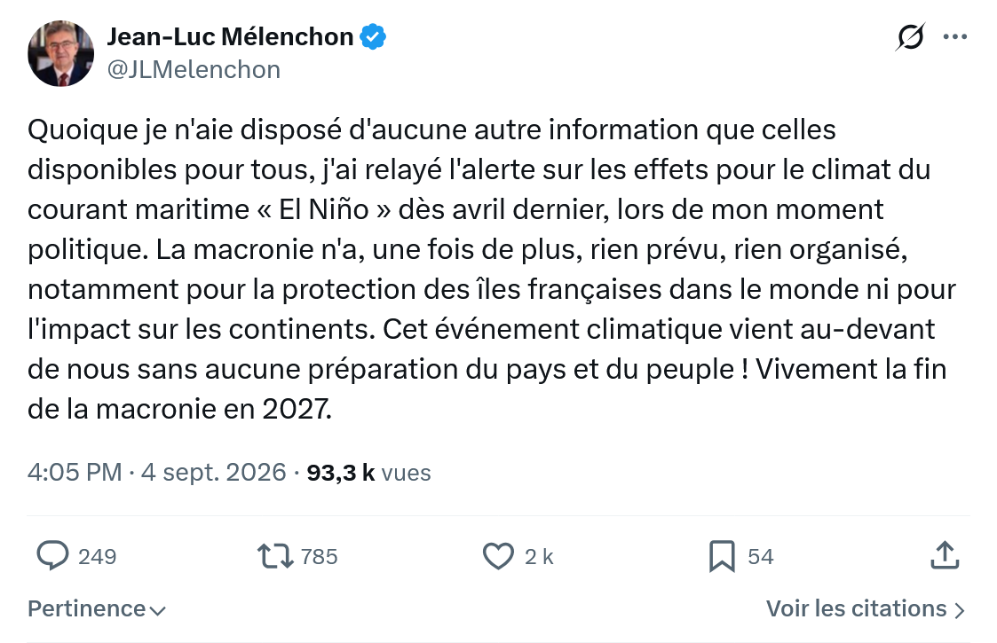 Jean-Luc Mélenchon: Quoique je n'aie disposé...