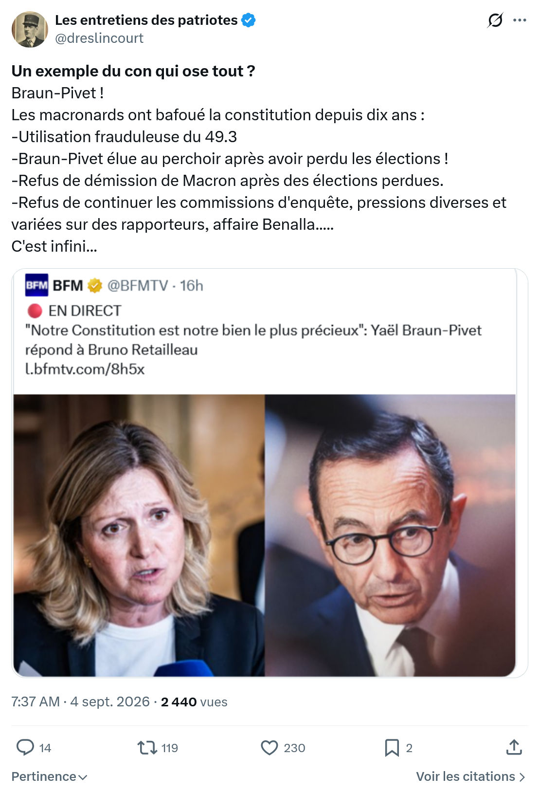 Marquis de Dreslincourt: Un exemple du con qui ose tout...