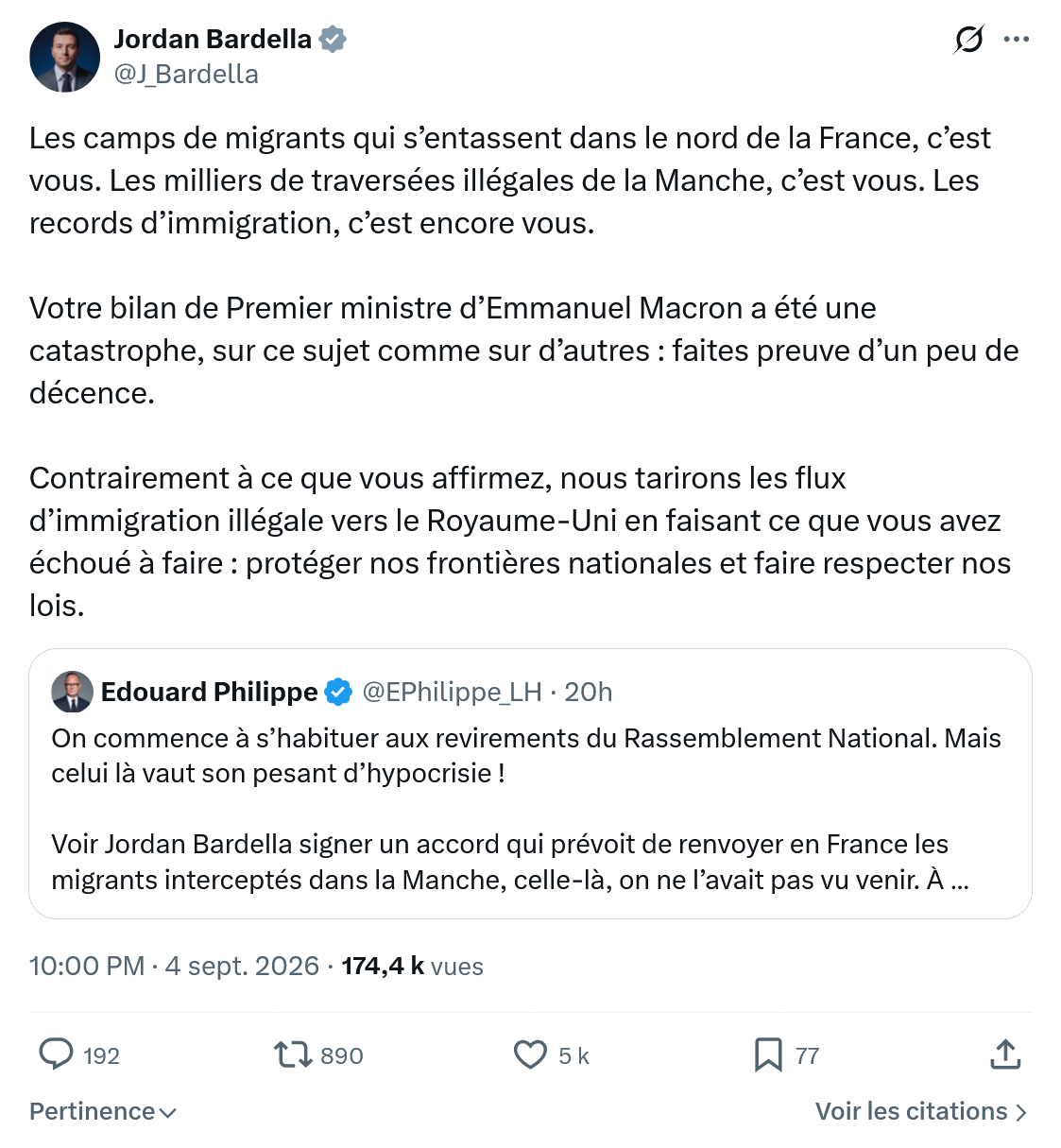 Jordan Bardella: Les camps de migrants...