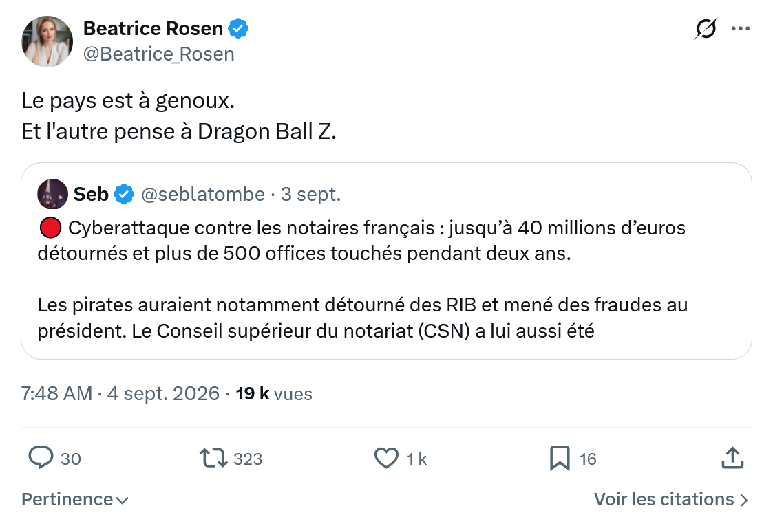 Béatrice Rosen: Le pays est à genoux...