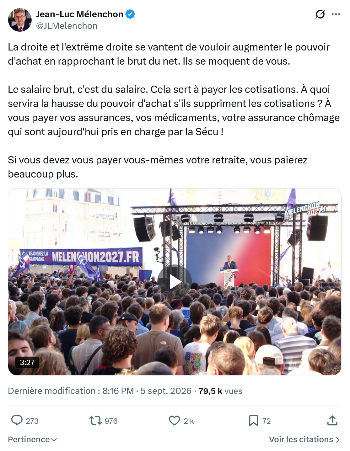 Jean-Luc Mélenchon: La droite et l'extrême droite...