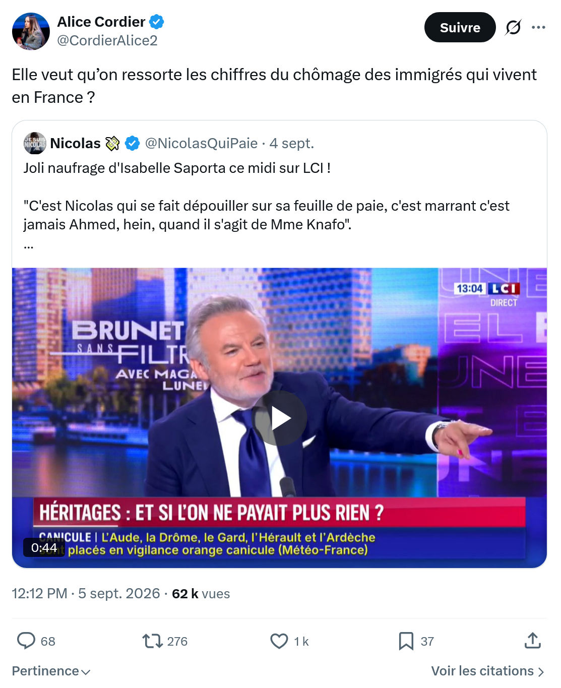 Alice Cordier: Elle veut qu’on ressorte...