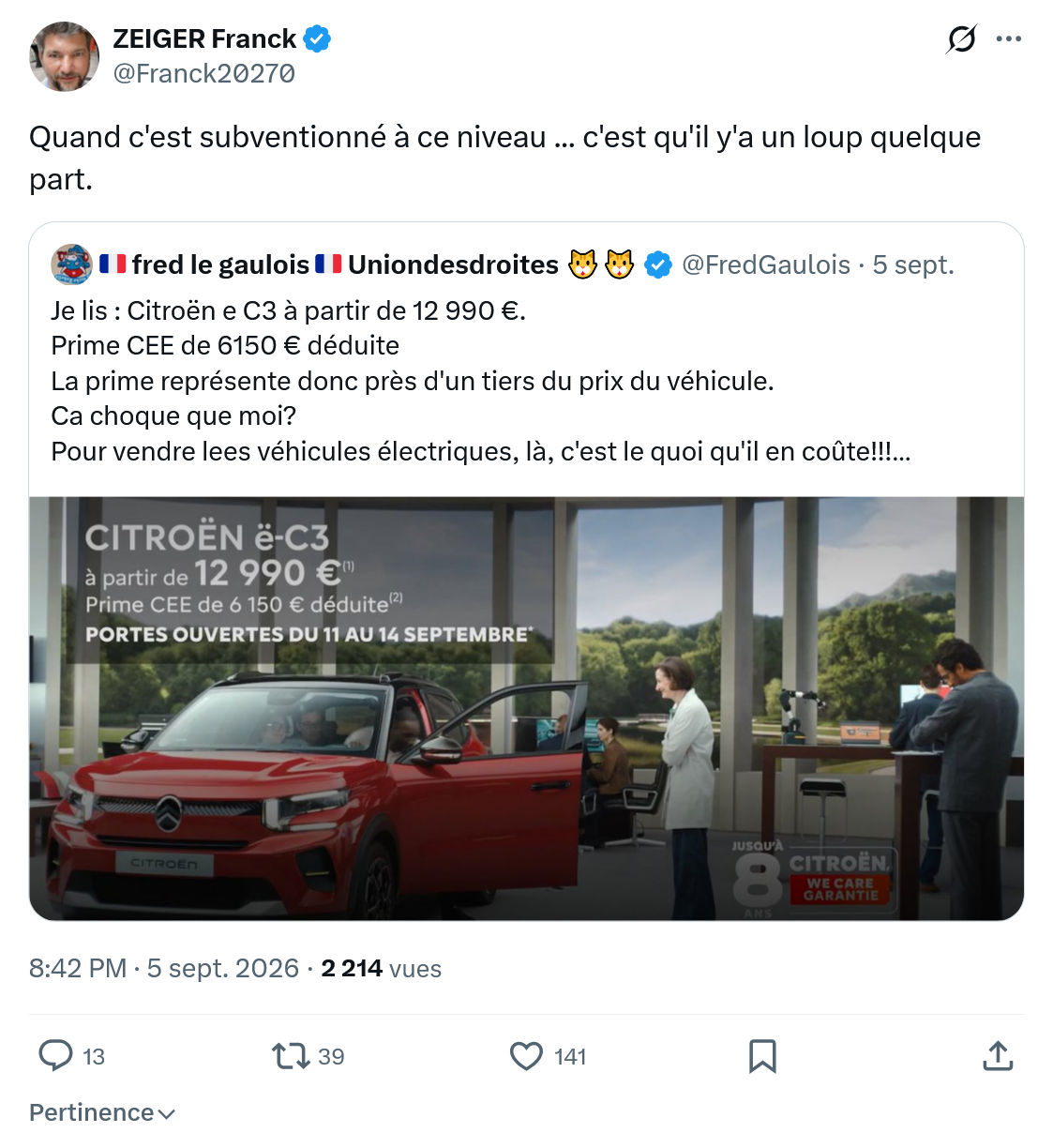 Zeiger Franck: Quand c'est subventionné...